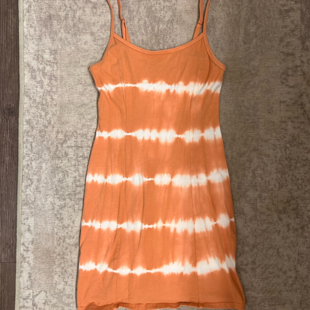 Billabong orange & white tie dye mini dress